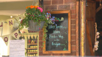Hanging basket at Church Fenton Community Shop