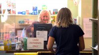 Volunteer and customer in Church Fenton Community Shop