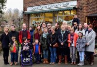 Happy villagers outside Church Fenton Community Shop